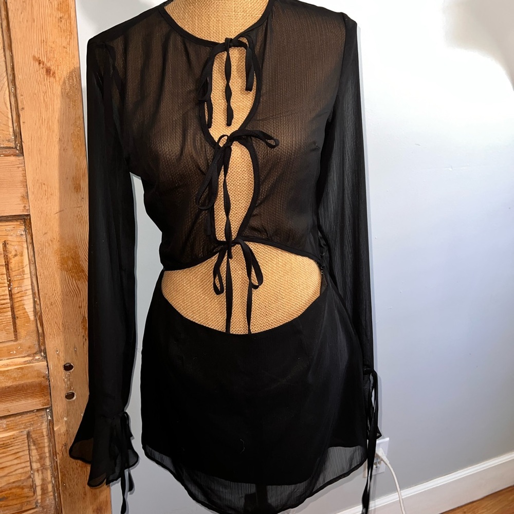 Black Sheer Cut-Out Dress